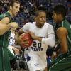 Dwayne Lathan protects the ball.