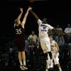 Carl Richard defends a second half ULM jump shot.