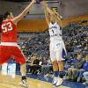 Brittany Schoen fires a three pointer.