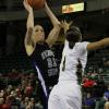 Krystle Henderson defends a Taylor Whitley jump shot.