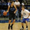 Jessica Valley handles the basketball during the scrimmage session.