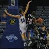 Jessica Valley defends a fast break layup.